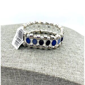 Ballet Brand Silvertone Multi Color Stretch Bracelet New